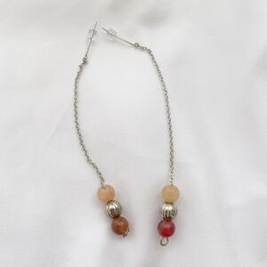 Handmade Silver Threader Earrings with Peach Pink Silver Beads